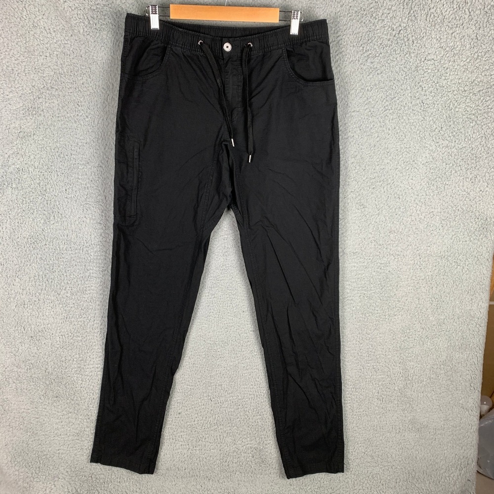 BYLT Ripstop Canvas Pants Drawstring Casual Black Mens XL‎ Tapered Slim